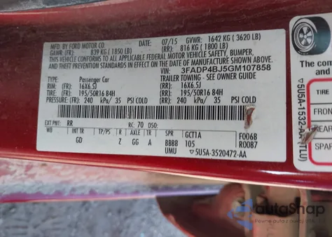 2016 Ford Fiesta Se from USA, damaged, VIN 3FADP4BJ5GM107858